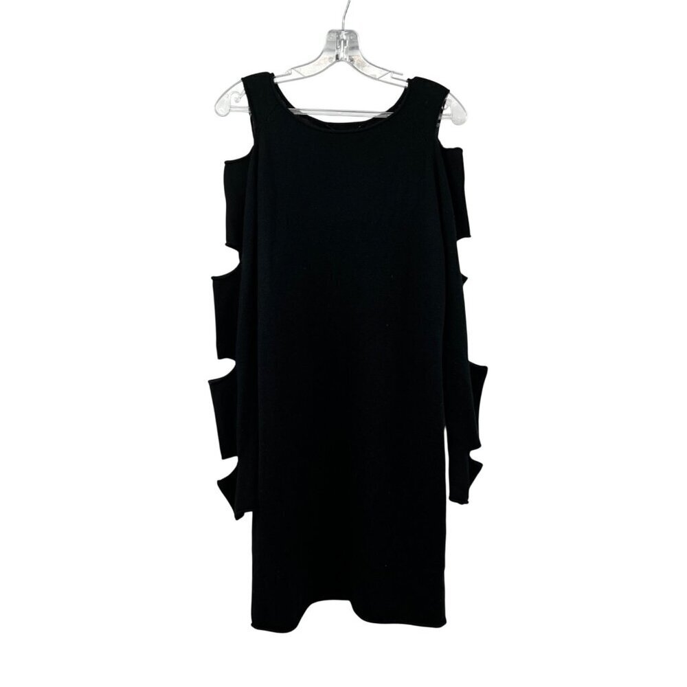 Skull Cashmere Womens Sweater Dress Long Cut Out Ladder Sleeves Black Small New